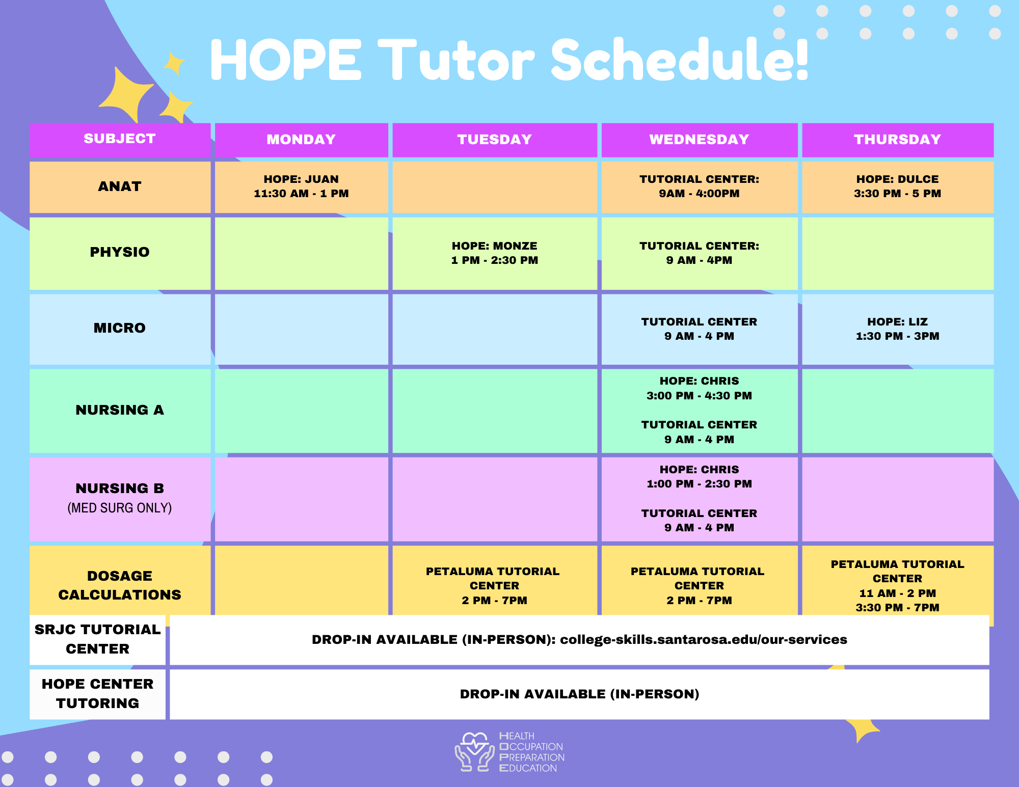 Tutor Schedule